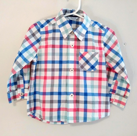 Mini Boden Boys Button Down Plaid Poplin EUC - Picture 1 of 2